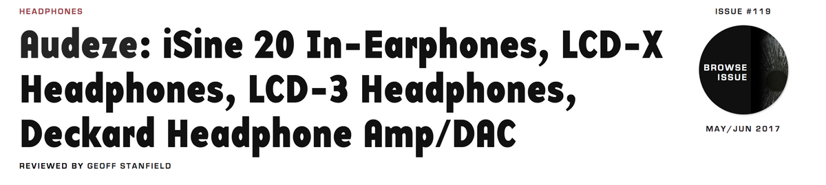Audeze LCD-X, LCD-3, iSINE20 and Deckard Review; Geoff Stanfield, Tape Op