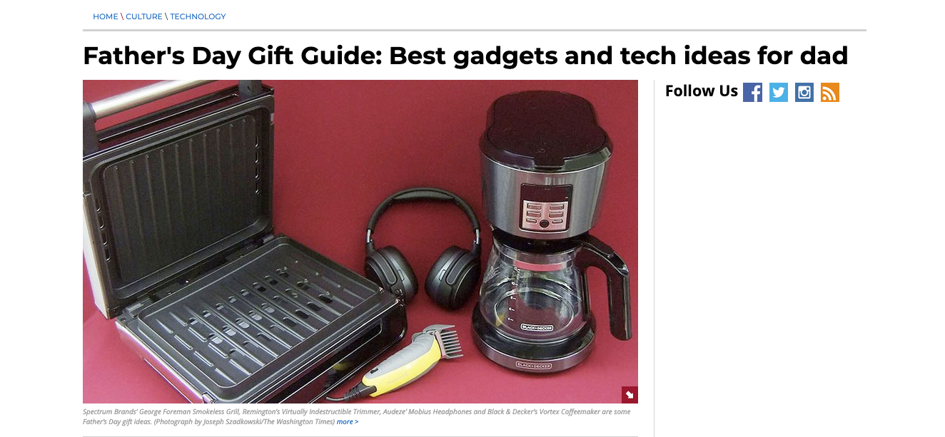 Washington Times Adds Audeze Mobius To Father's Day Gift Guide